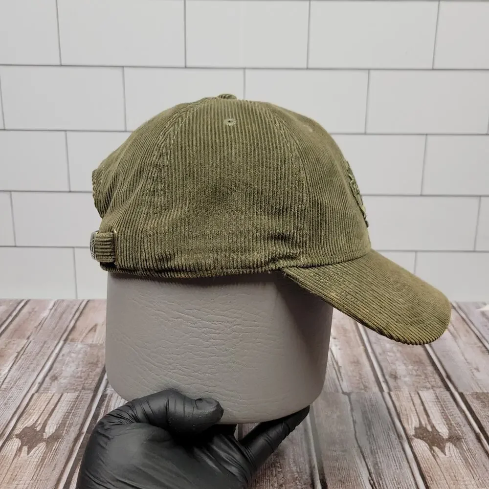 Timberland Corduroy Dad Hat Olive Green Adjustable Strapback Cap Logo OS